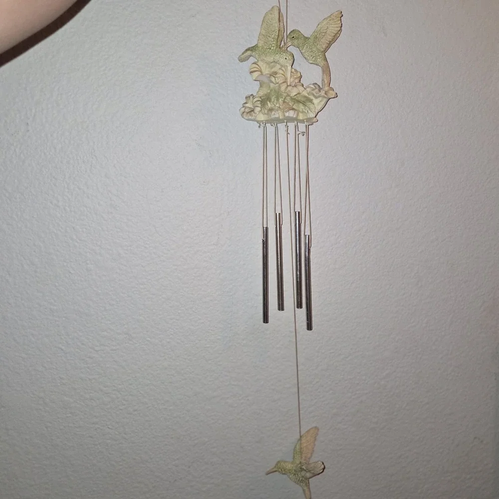 Hummingbird Wind Chime Resin Hanging Garden Decor Metal Chimes Patio Porch